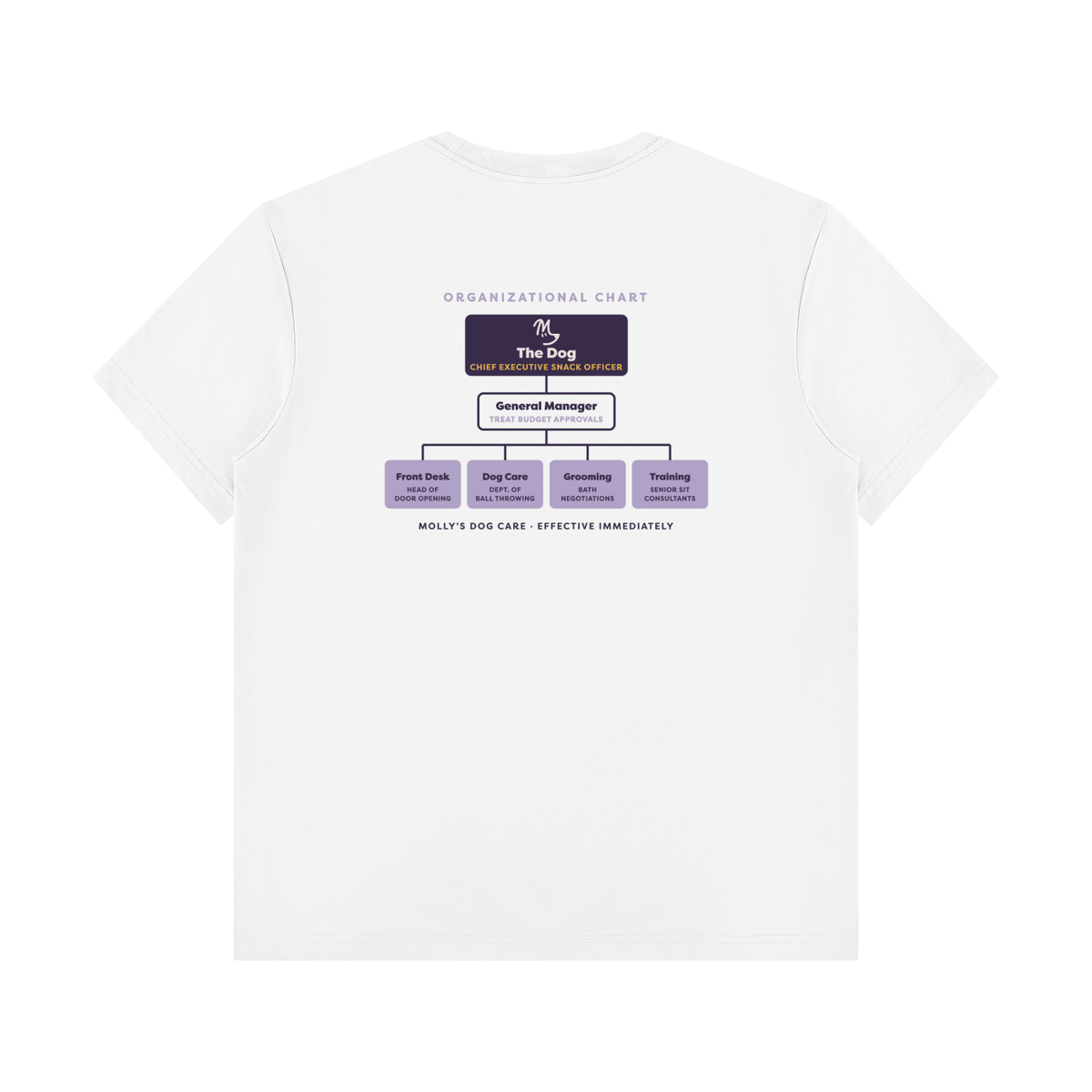 Org Chart Tee in white, back print