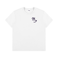 Org Chart Tee in white, front with the M-dog on the left chest