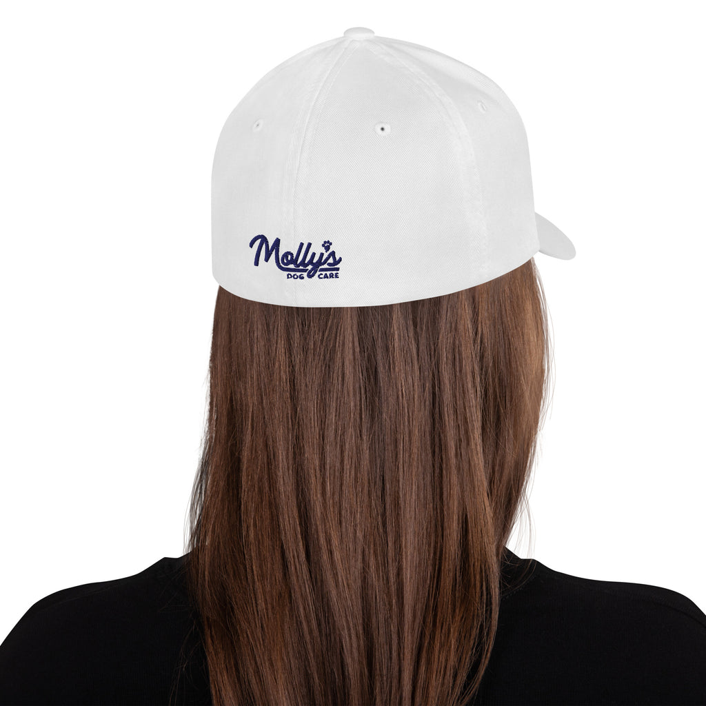 Dog Mom Cap in white, back with Molly's wordmark