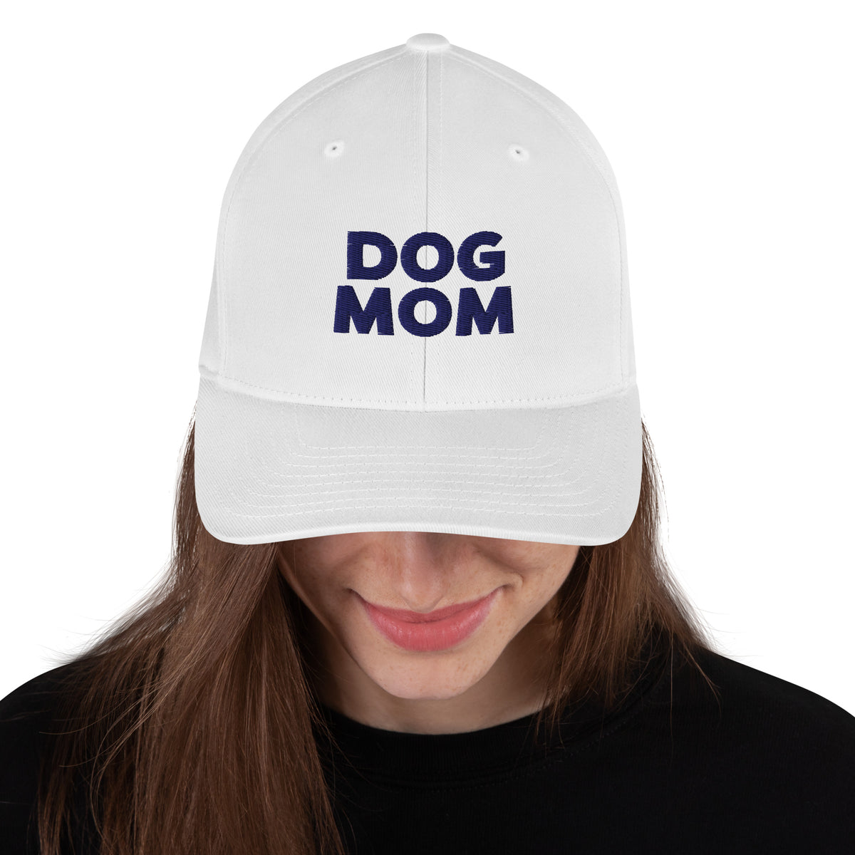 Dog Mom Cap in white, front