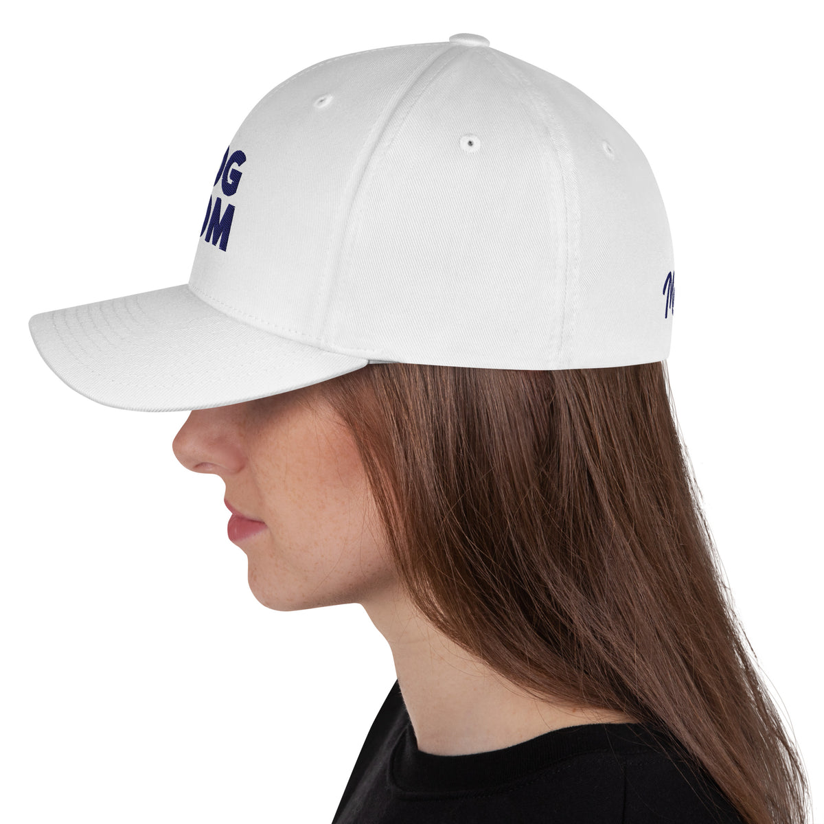 Dog Mom Cap in white, left side