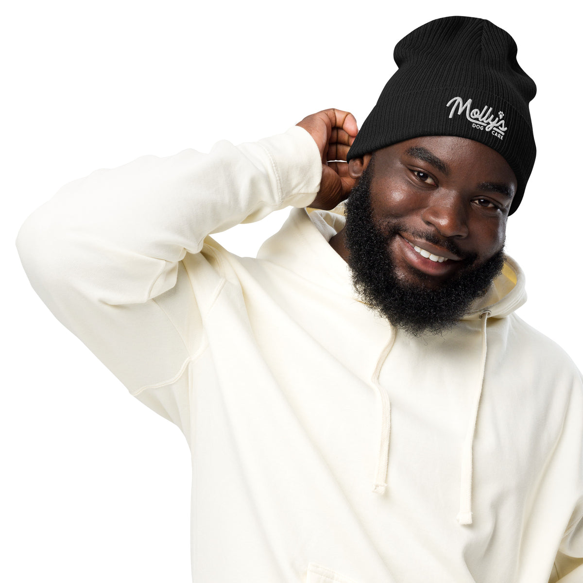 Molly's Wordmark Beanie in black, front