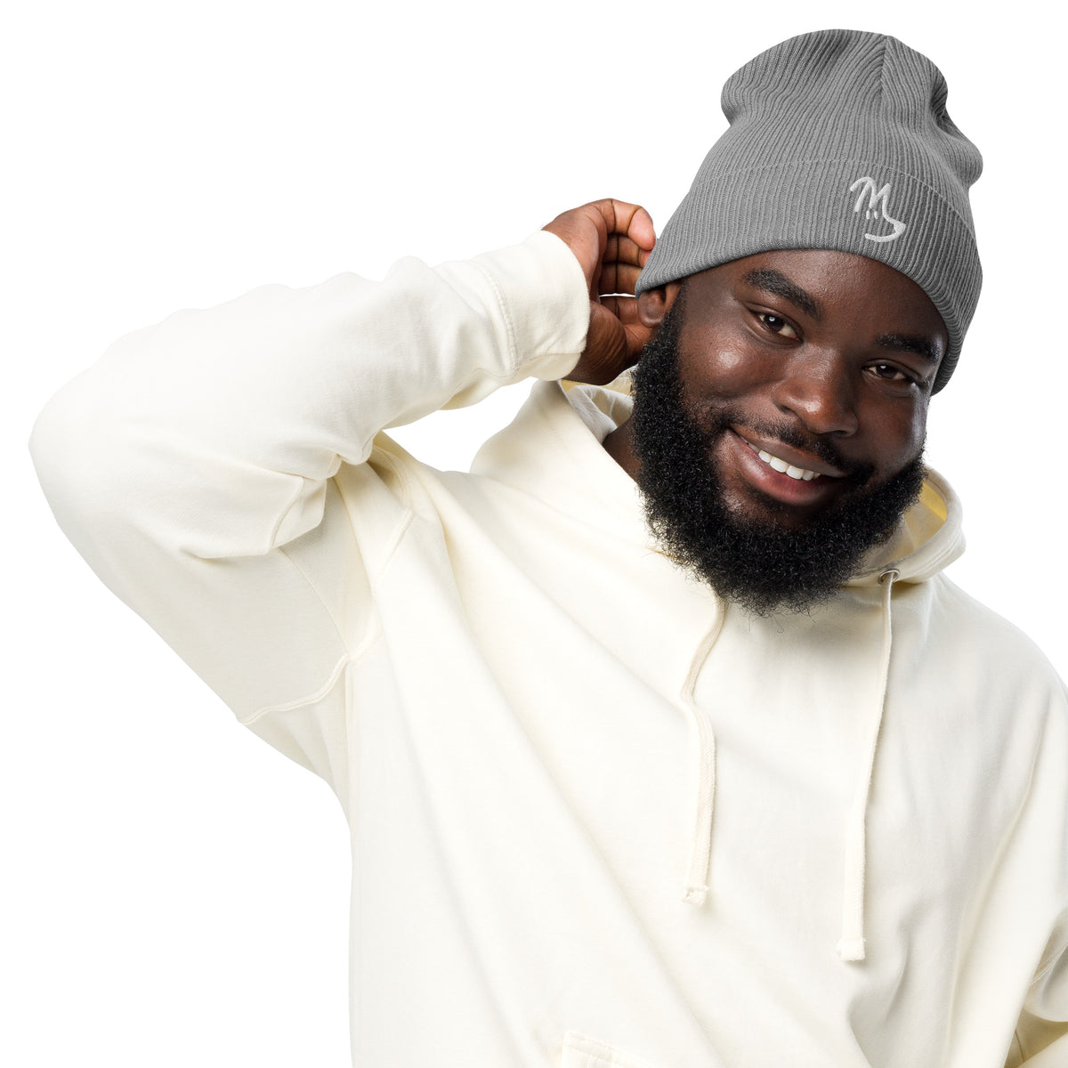 M-Dog Beanie in light grey, front