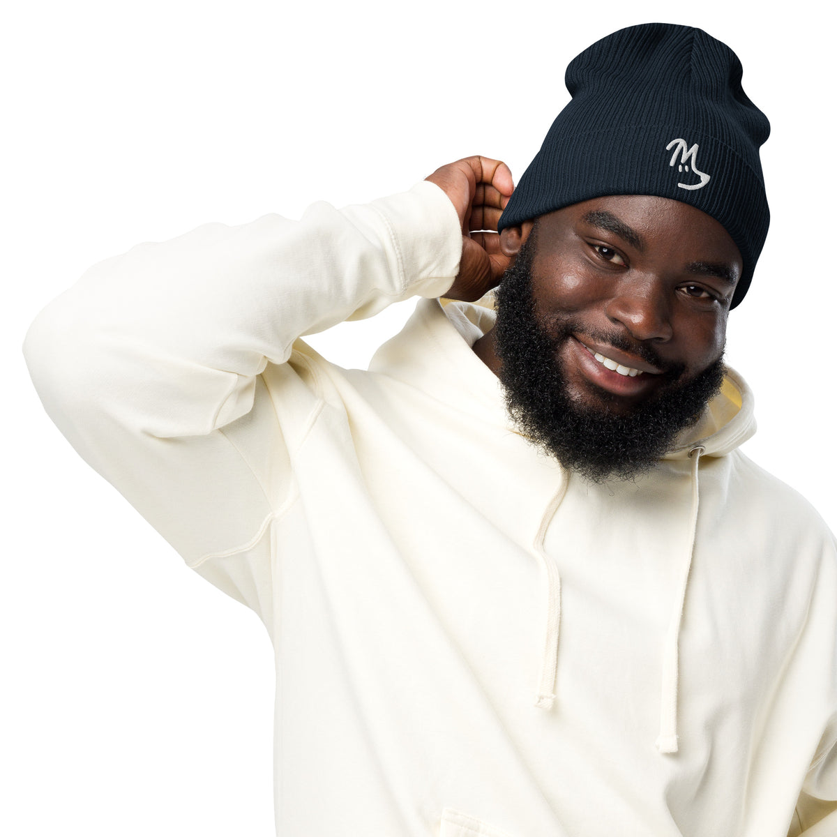 M-Dog Beanie in Oxford navy, front
