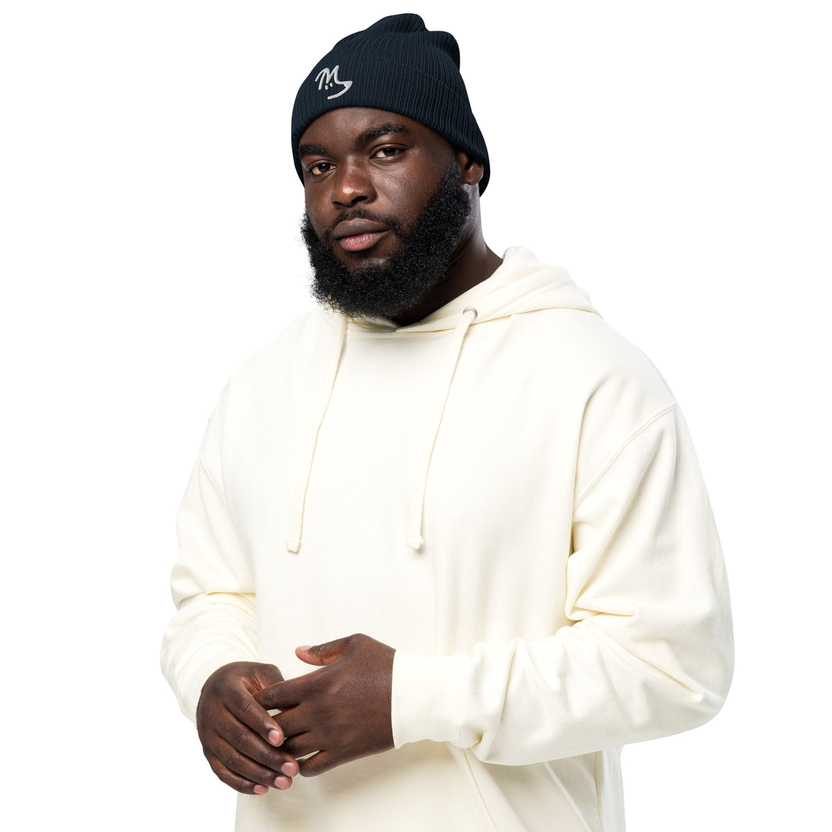 M-Dog Beanie in Oxford navy, left front